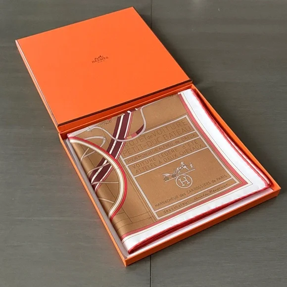 HERMES PETIT DUC DOUBLE FACE SCARF 90 SILK TWILL - Picture 2 of 11